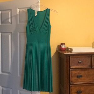 Emerald green pleated dress